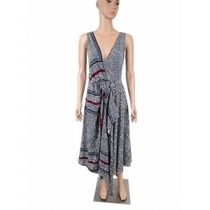 Derek Lam 10 Crosby Silk Wrap Midi Dress Size 8 Abstract Print Asymmetrical
